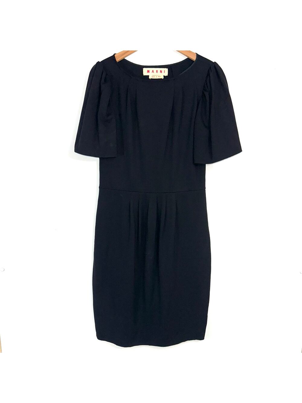 Marni Made in Italy Black Tulip Sleeve Sheath Dress Size Eur 42/US 6